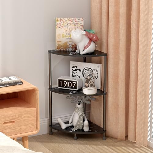 3 Tier Corner Book Shelf Stand for Bathroom, 23.2", Black - Image 4