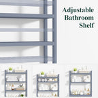 Smiry Bamboo Over The Toilet Storage Cabinet, 4 Tier, Grey - Image 4