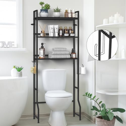YBING Over The Toilet Storage Rack 3 Tier Bathroom Organizer Black - Image 3