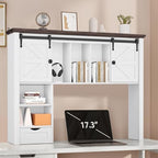 Large Desktop Bookshelf, 47.2" Desk Shelf with Sliding Barn Door by Homiflex