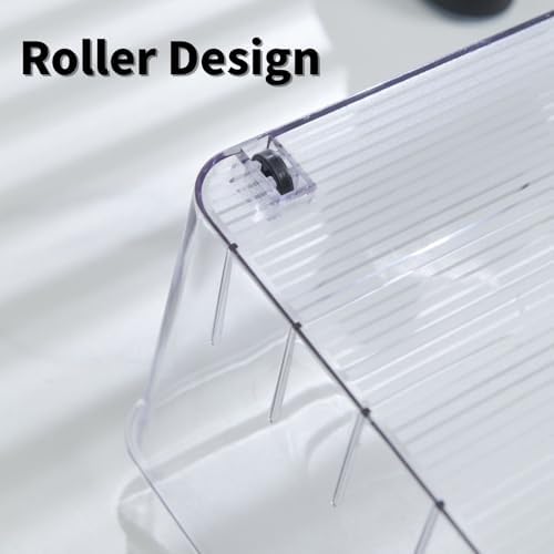3 Pcs Refrigerator Drawer Organizer ,Fridge Organizer Bins on Wheels, Roll Out Pantry Storage Bins with Handle Upgrade Thick Plastic Pantry Storage Bins for Kitchen Organization - Image 3