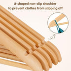 JupiterForce Wooden Clothes Hangers 50 Pack, Non-Slip Wood Hangers with 360° Swivel Hook & Shoulder Grooves, Coat Hanger for Suits, Coats, Shirts, Pants, Jackets and Dress(Natural) - Image 6