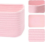 MiniArk Small Storage Baskets for Organizing | Closet Organizer Bins | Shelf Toy Basket | Woven Rope Baskets | Cube Decorative Box | Shallow Basket | 11.5x7.5x4.7” | 4 Packs Light Pink - Image 2
