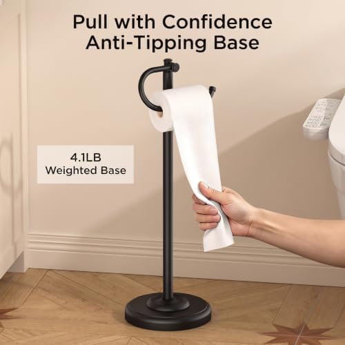 FORIOUS Toilet Paper Holder Stand, Vintage Freestanding Tissue Roll Holder - Image 2