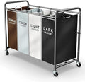 ROMOON Laundry Hamper Sorter Cart, 4-Section Organizer with Lockable Wheels by ROMOON
