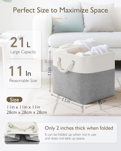 Patvingot 11-Inch Fabric Cube Storage Bins with Handles,4 Pack,Foldable - Image 2