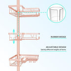 DAOYA Corner Shower Caddy Tension Pole - 4‑Tier Adjustable Shower Shelf Organizer Space‑Saving Bathroom Storage for Bathtub or Floor, Apricot - Image 5