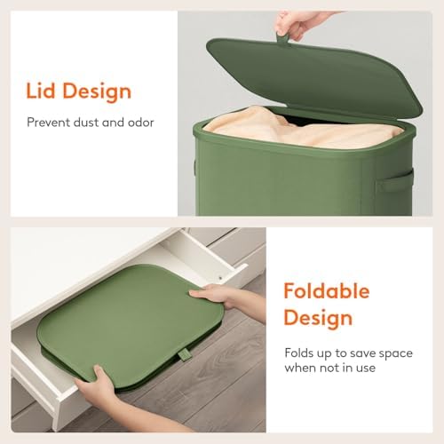 Lifewit 85L Large Laundry Hamper with Lid, Removable Inner Bag, Green - Image 6