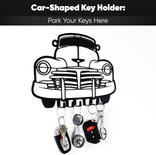 MOOH Metal Automotive Key Holder with 6 Hooks - Unique Wall Mounted Car Lovers Gifts for Men & Women - Cool Man Cave Decor - Image 2