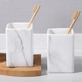 Marble Square Toothbrush Holders - Ceramic Tooth Brushing Holders, Toothbrush Cup, Toothpaste Organizer for Bathroom Countertop, Makeup Brush Holder, Pen Holder for Home Desktop Storage by BSDISP
