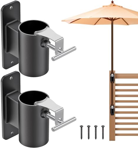 Deck Railing Umbrella Holder, Flat Mount Stand for 1-2" Poles by Lifeswell