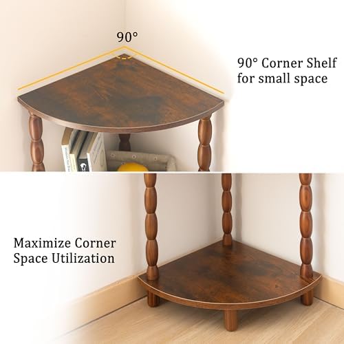 MaxSmeo Corner Shelf, 5-Tier Corner Bookshelf for Small Spaces, Stylish Corner Storage Display Shelves for Bedroom, Bathroom, Kitchen, Living Room (Rustic Brown) - Image 6