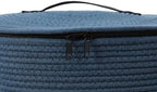 16"x20" Extra Large Cotton Rope Basket with Zipper Lid, Woven Laundry Hamper and Blanket Storage Basket, Round Clothes Bin for Living Room Bedroom, Denim Blue - Image 2