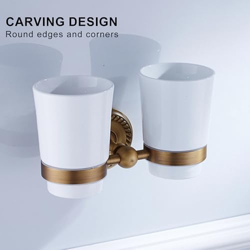 Antique Bronze Double Toothbrush Holder for Bathroom Tumble Holder Wall Mounted - Image 4
