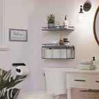 WOPITUES Floating Shelves for Bathroom Decor Art, Modern Grey - Image 6