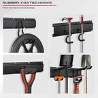 SEDY 64" Heavy Duty Garage Storage Tool Organizer Wall Mount - Tool Rack with Adjustable Hooks, Anti-Rust, 300lbs Capacity - Easy Installation (4 Racks, 10 Hooks, 3 Straps) - Image 4