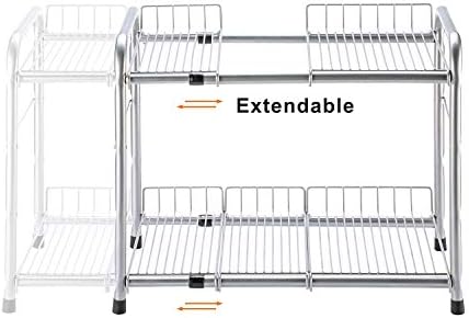 FlagShip 2 Tier Under Sink Organizers and Storage Rack Expandable Cabinet Shelf for Kitchen Bathroom Silver (17-25 inches) - Image 3