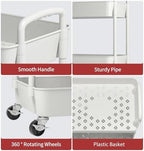 Sywhitta 4-Tier Plastic Rolling Utility Cart with Wheels for Storage,White - Image 3