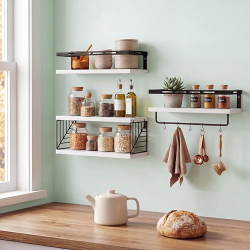 Fixwal Wall Mounted Bathroom Shelves Over Toilet (3+1 White) - Image 7