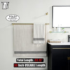 JQK Double Bath Towel Bar, Brushed Gold 33 Inch 304 Stainless Steel Thicken 0.8mm Towel Rack for Bathroom, Towel Holder Wall Mount, Useable Length 30 Inch, TB100L30-BG - Image 4