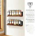 Magnetic Spice Rack Organizer with 12 Jars, 216 Labels, 1 Steel Funnel for Refrigerator，Microwave Oven - Full Set of Seasoning Organizer, Kitchen Gadgets by KitHero