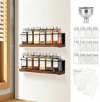 Magnetic Spice Rack Organizer with 12 Jars, 216 Labels, 1 Steel Funnel for Refrigerator，Microwave Oven - Full Set of Seasoning Organizer, Kitchen Gadgets by KitHero