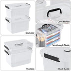10 Liters Clear Boxes with Handles, Plastic Storage Tote Set of 6 - Image 3