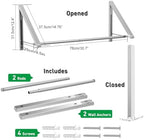 Laundry Room Drying Rack Wall Mounted Clothes Hanger Folding Wall Coat Racks Aluminum Home Storage Organiser Space Savers Silver 2 Rakcs with Rod - Image 5