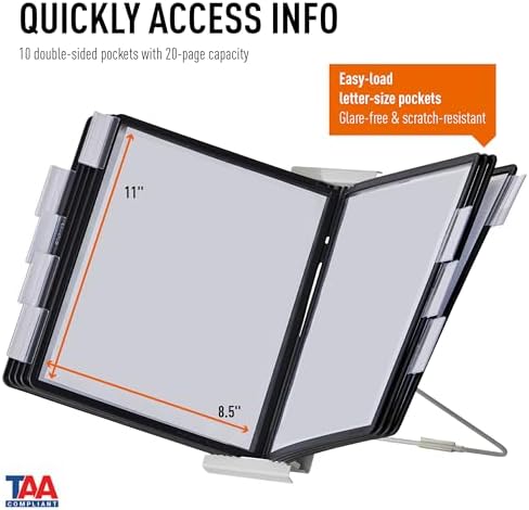 Durable Instaview20 Pocket Expandable Desktop Reference System - Letter Size 10 Double-Sided Panels - Black Color Borders, 13.78" x 13.78 x 3.35 (WxLxH) (Pack of 10) - Image 2