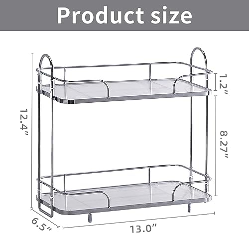2 Tier Corner Bathroom Counter Organizer, Cosmetic Skincare ，Bathroom Countertop Perfume Tray Vanity, Kitchen Spice Corner Storage Shelf - Image 4