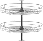 JOWBOOW 32 1/4" Chrome Corner Cabinet Lazy Susan, Full Circle Corner Cabinet Lazy Susan Replacement Shelves, Minimum Cabinet Size 36 inches, Rotating Rack for Corner Base Kitchen by JOWBOOW