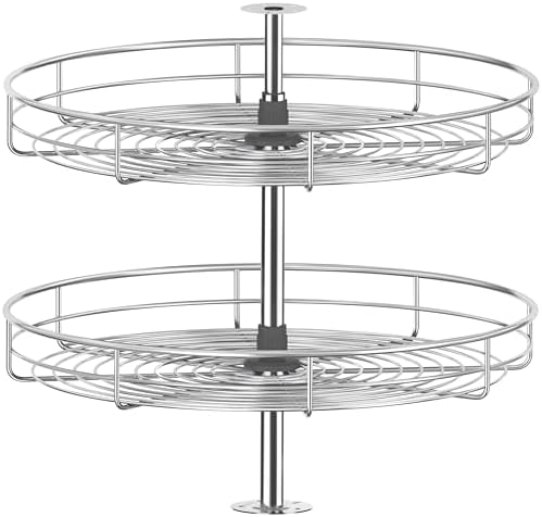 JOWBOOW 24" Chrome Corner Cabinet Lazy Susan, Full Circle Corner Cabinet Lazy Susan Replacement Shelves Rotating Rack for Corner Base Kitchen by JOWBOOW