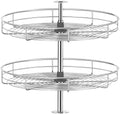 JOWBOOW 24" Chrome Corner Cabinet Lazy Susan, Full Circle Corner Cabinet Lazy Susan Replacement Shelves Rotating Rack for Corner Base Kitchen by JOWBOOW