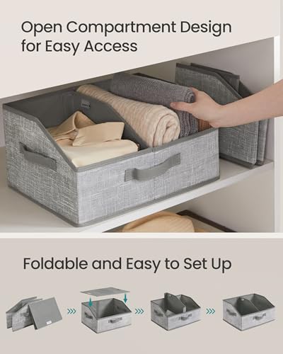 SONGMICS Storage Baskets, Set of 6, Foldable Closet Organizer for Shelves - Image 4