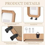 Marsui 2 Set Solid Oak Photobooth Strip Frame with Key Hooks, Wood Color Wall-mounted Photo Frame Fits 2'' x 6'' Photo Strips, for Home Wall Wedding Graduation Decor - Image 3