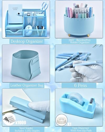 LXEVIHK Blue Desk Accessories 21-Piece Office Supplies Gift Set - Image 4