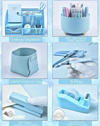 LXEVIHK Blue Desk Accessories 21-Piece Office Supplies Gift Set - Image 4