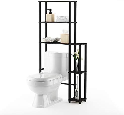 Furinno Turn-N-Tube Over The Toilet Storage, 5 Shelves Bathroom Organizer Space Saver Rack, Espresso/Black - Image 5