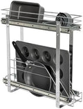 Household Essentials Glidez Multipurpose Chrome-Plated Steel Pull-Out/Slide-Out Storage Organizer for Cookware and Bakeware - 2-Tier Design - Fits Standard Size Cabinet or Shelf, Chrome by HouseholdEssentials