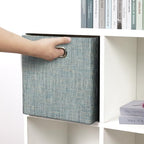 Posprica Storage Basket Bins,13×13×13 Foldable Storage Boxes Fabric Drawer Cubes for Closet Shelf Cabinet Bookcase - Set of 4,Teal - Image 7