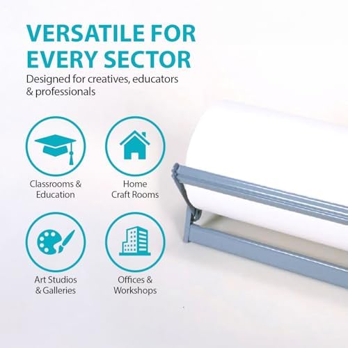 30" Wide Paper Roll Dispenser with Serrated Cutter, Desktop Paper Holder - Image 3