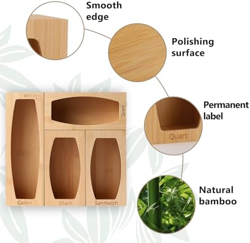 CRAKTH Plastic Bag Storage Organizer for Kitchen Drawer, Bamboo - Image 6