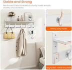 Homode Coat Rack with Wall Shelf, 29" Wooden Hanging Coat Hanger, White - Image 3