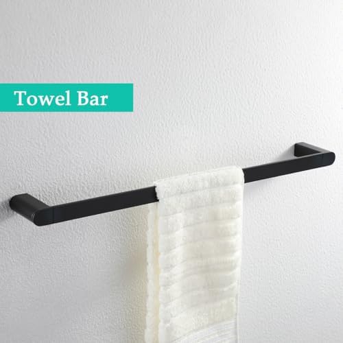 5-Pieces Matte Black Bathroom Accessories Set, Stainless Steel Bathroom Hardware Set, 23.6 Inch Bath Towel Bar Set, Towel Hooks,Towel Racks for Bathroom Wall Mounted,SE96026S-5MB - Image 5