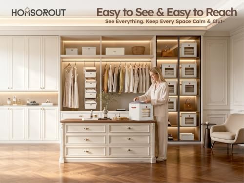 Homsorout Cube Storage Bins with Lids - Front Opening, Clear Window, 4 Pack - Image 2
