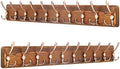 SKOLOO Coat Rack Wall Mounted - 38.3'' Long, Pack of 2, Wooden, Heavy Duty, Rustic Coat Hooks for Wall, Wall Coat Rack with 10 Triple Hooks for Hanging Clothes, Jacket, Hat(Brown & Retro Red) by SKOLOO