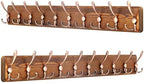 SKOLOO Coat Rack Wall Mounted - 38.3'' Long, Pack of 2, Wooden, Heavy Duty, Rustic Coat Hooks for Wall, Wall Coat Rack with 10 Triple Hooks for Hanging Clothes, Jacket, Hat(Brown & Retro Red) by SKOLOO