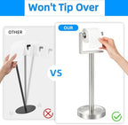 Heavy Duty Toilet Paper Holder Stand, Stable Weighted Base Toilet Paper Holder Free Standing, Stainless Steel Bathroom Free Standing Toilet Paper Roll Holder, Silver Tissue Rack - Image 4