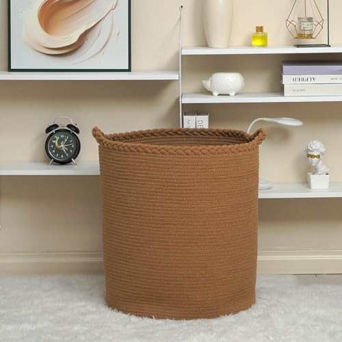 90L Oversize Woven Laundry Basket,Cotton Tall Laundry Hamper for Blankets,Clothes,Pillows,Toys,Shoes Large Laundry Bin Brown - Image 4