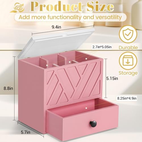 Tampon Holder for Bathroom Decor, Feminine Product Organizer with Lid and Drawer, Shark Week Tampon Storage, Wood Pad and Tampon Organizer for Toilet Organizer, Bathroom Accessories Box for Girl Stuff - Image 7